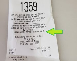 Mcdonald's Survey Free Food - McDonalds Survey codes with Receipts
